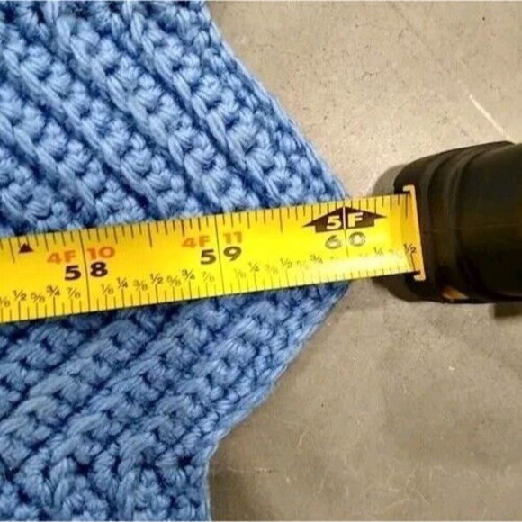 Handmade Vintage Afghan Chevron Crochet Blanket Throw Yellow, Blue 60" X 33" - Picture 2 of 6